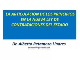 la articulaci n de los principios en la nueva ley de contrataciones del estado