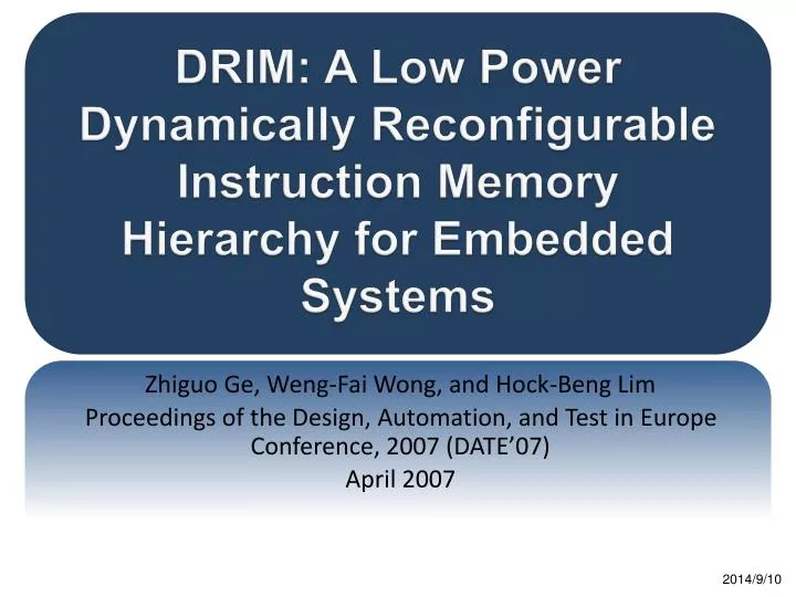 drim a low power dynamically reconfigurable instruction memory hierarchy for embedded systems