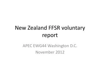 New Zealand FFSR v oluntary report