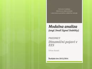 modalna analiza angl small signal stability