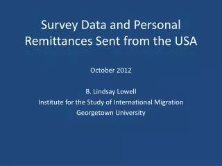 Survey Data and Personal Remittances Sent from the USA