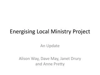 Energising Local Ministry Project