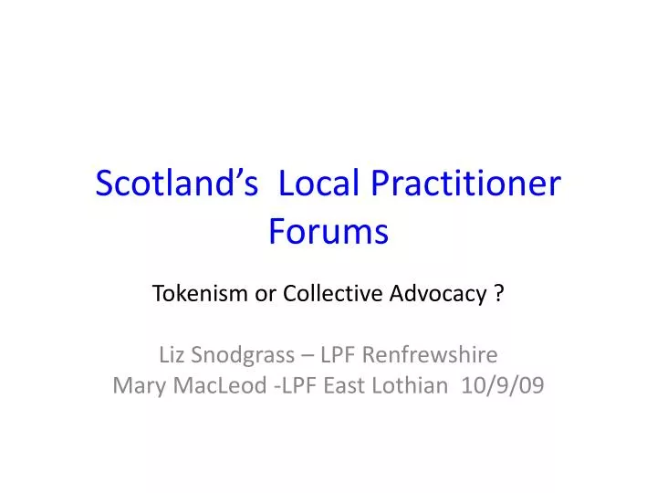 scotland s local practitioner forums
