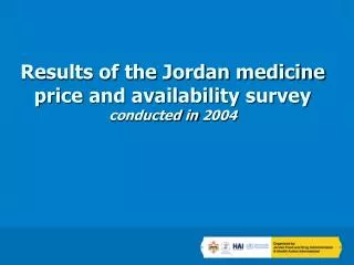 Results of the Jordan medicine price and availability survey conducted in 2004