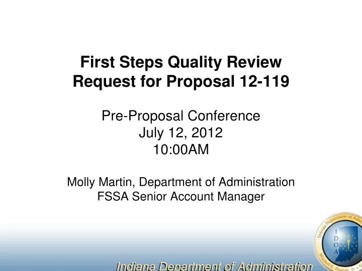 first steps quality review request for proposal 12 119