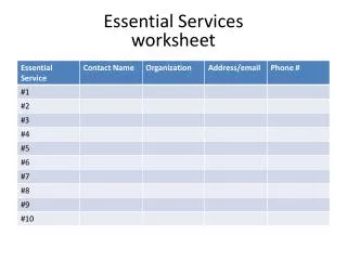 Essential Services worksheet