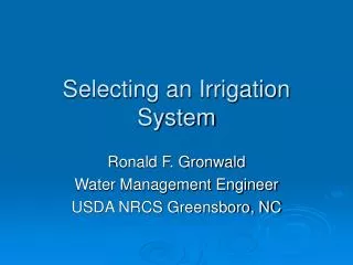 Selecting an Irrigation System
