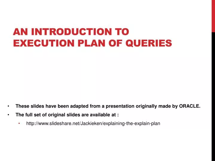 an introduction to execution plan of queries