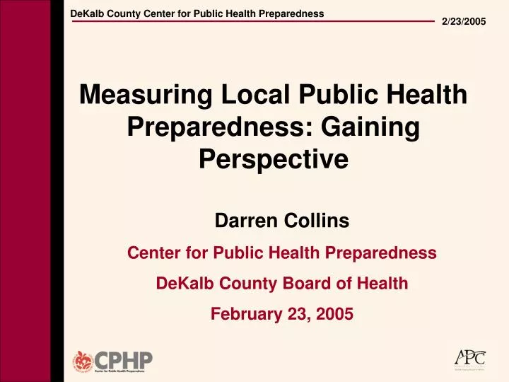 measuring local public health preparedness gaining perspective