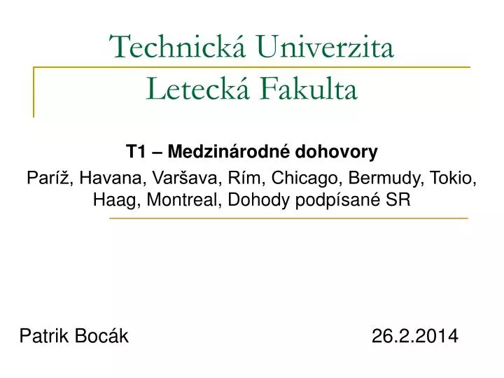 technick univerzita leteck fakulta