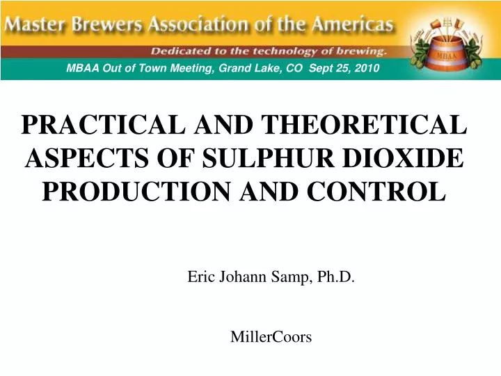 practical and theoretical aspects of sulphur dioxide production and control