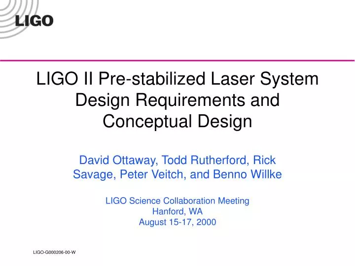 ligo ii pre stabilized laser system design requirements and conceptual design