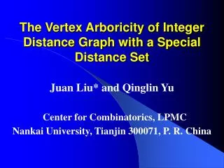 The Vertex Arboricity of Integer Distance Graph with a Special Distance Set