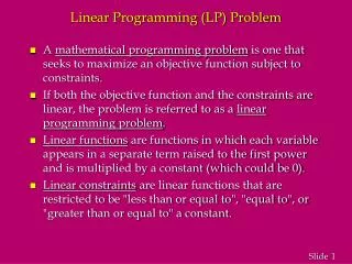 Linear Programming (LP) Problem