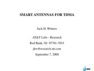 SMART ANTENNAS FOR TDMA