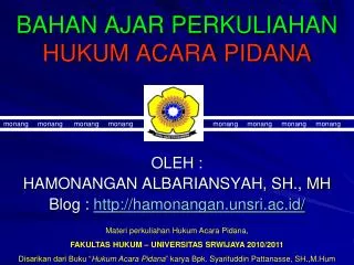 bahan ajar perkuliahan hukum acara pidana