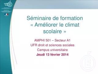 s minaire de formation am liorer le climat scolaire