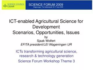 ICTs transforming agricultural science, research &amp; technology generation