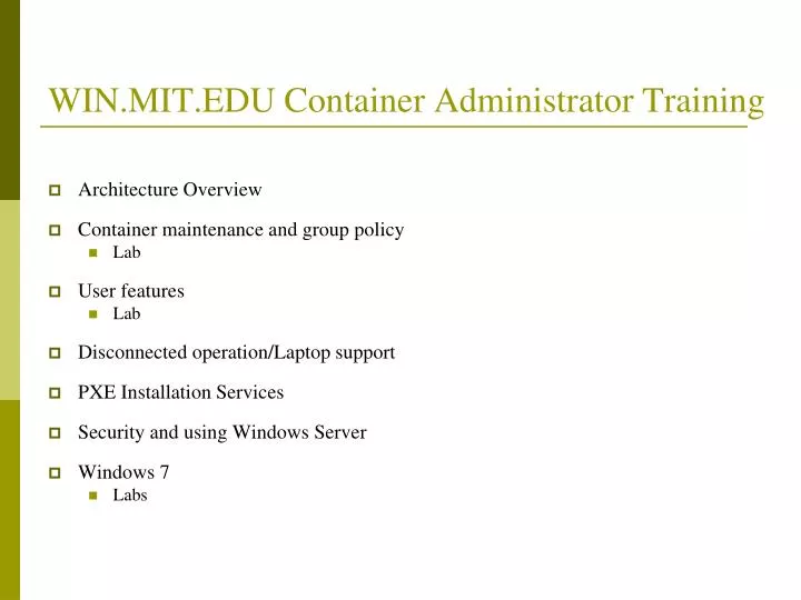 win mit edu container administrator training