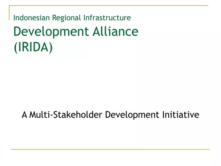 indonesian regional infrastructure development alliance irida