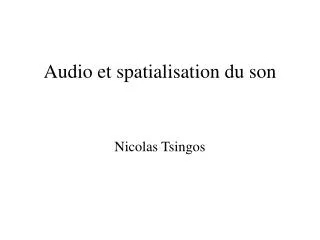 audio et spatialisation du son
