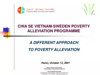 CHIA SE VIETNAM-SWEDEN POVERTY ALLEVIATION PROGRAMME