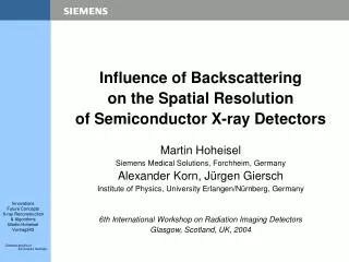 Influence of Backscattering on the Spatial Resolution of Semiconductor X-ray Detectors