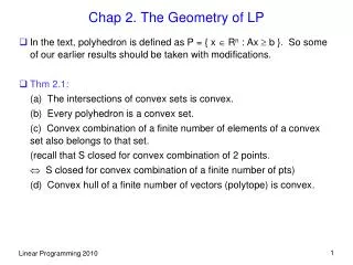 Chap 2. The Geometry of LP