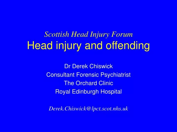 scottish head injury forum head injury and offending