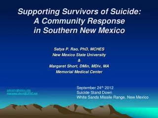 Supporting Survivors of Suicide: A Community Response in Southern New Mexico