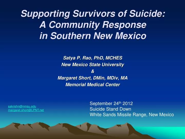 supporting survivors of suicide a community response in southern new mexico