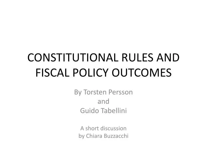 constitutional rules and fiscal policy outcomes