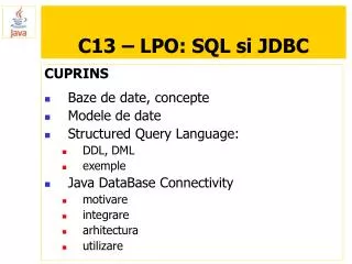 c13 lpo sql si jdbc