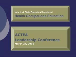 New York State Education Department Health Occupations Education