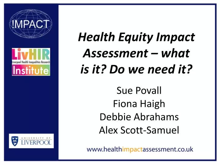 health equity impact assessment what is it do we need it