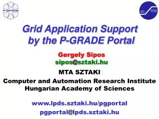 Grid Application Support by the P-GRADE Portal