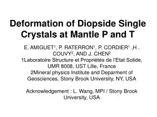 Deformation of Diopside Single Crystals at Mantle P and T