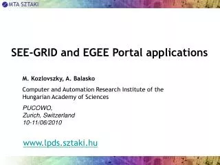 SEE-GRID and EGEE Portal applications