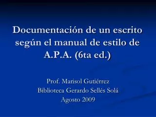 documentaci n de un escrito seg n el manual de estilo de a p a 6ta ed
