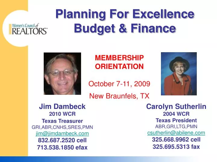 planning for excellence budget finance