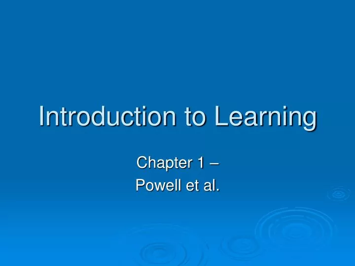 introduction to learning