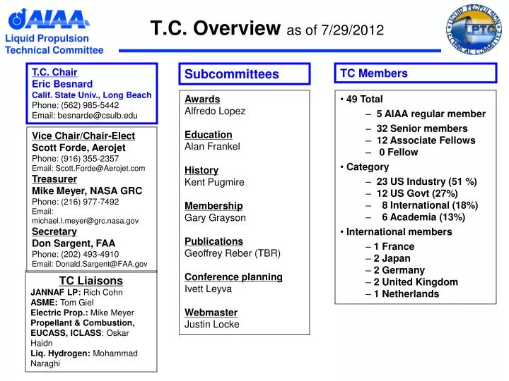 t c overview as of 7 29 2012