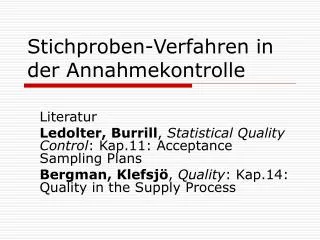 stichproben verfahren in der annahmekontrolle