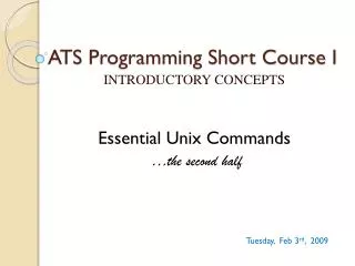 ATS Programming Short Course I