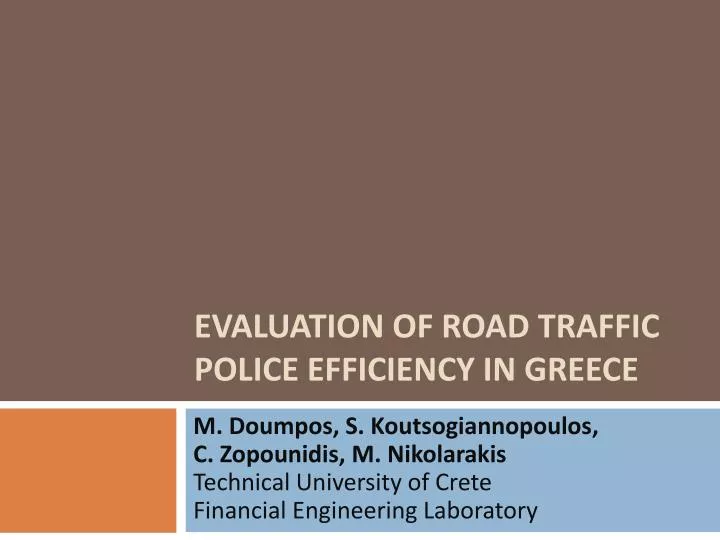 evaluation of road traffic police efficiency in greece
