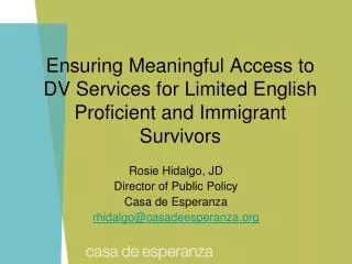 Ensuring Meaningful Access to DV Services for Limited English Proficient and Immigrant Survivors