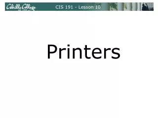 CIS 191 - Lesson 10