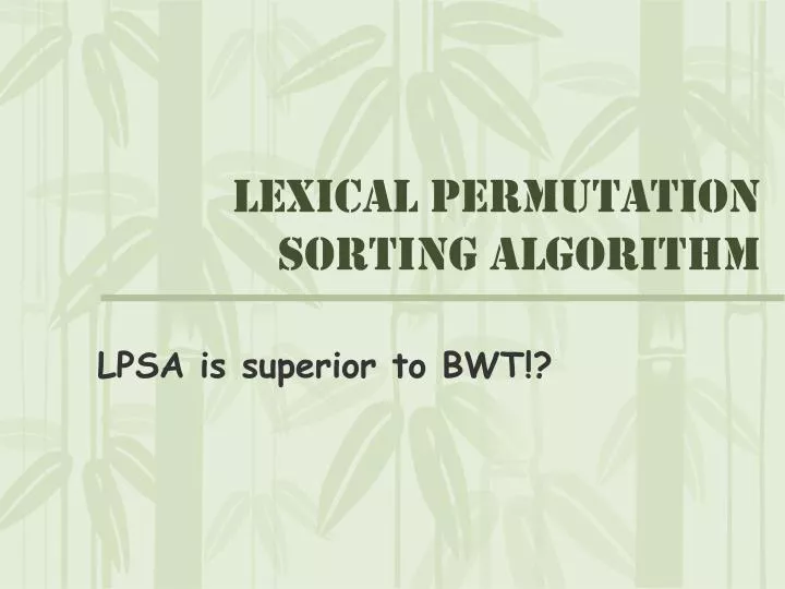 lexical permutation sorting algorithm