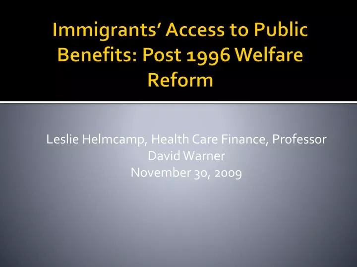 immigrants access to public benefits post 1996 welfare reform