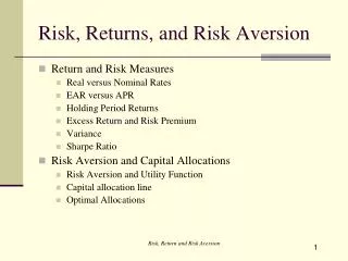 Risk, Returns, and Risk Aversion